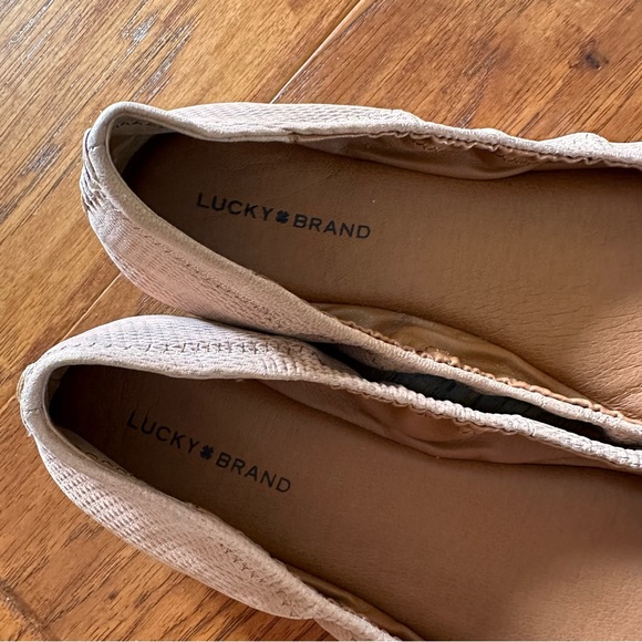 Lucky Brand Juthro Leather Cortado Tan Flats Size 8 - Picture 4 of 8